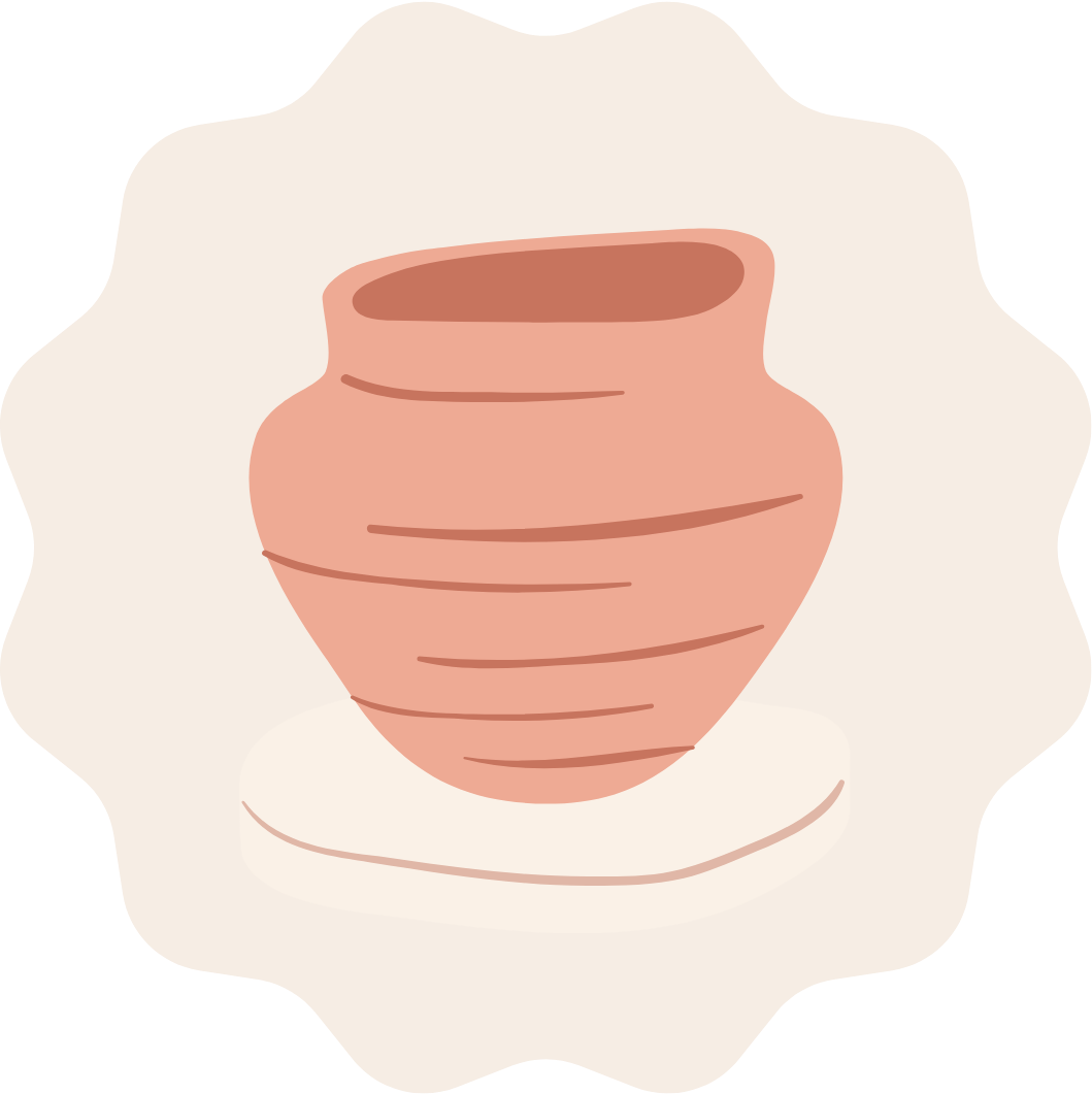 Pottery vase illustration representing hobbies at Happy Hobbies Club, emphasizing creative activities.